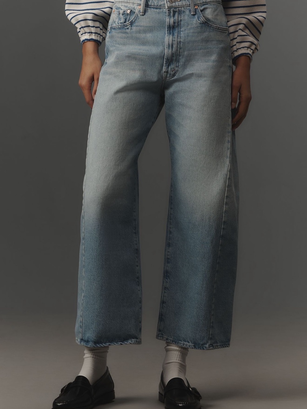 MOTHER Wide-Leg Jeans in Light Blue Wash